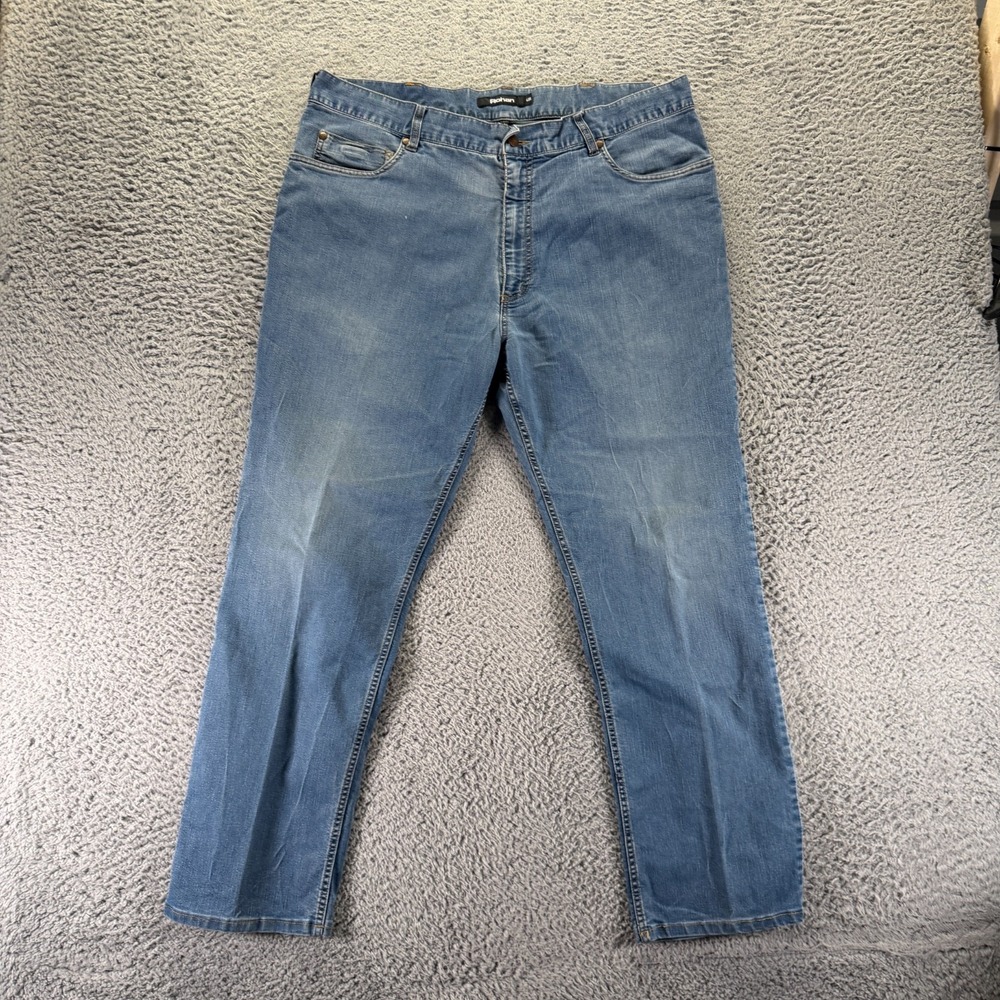 Rohan Jeans Mens 40x28 Blue Cotton Denim Straight Leg Faded Workwear Travel